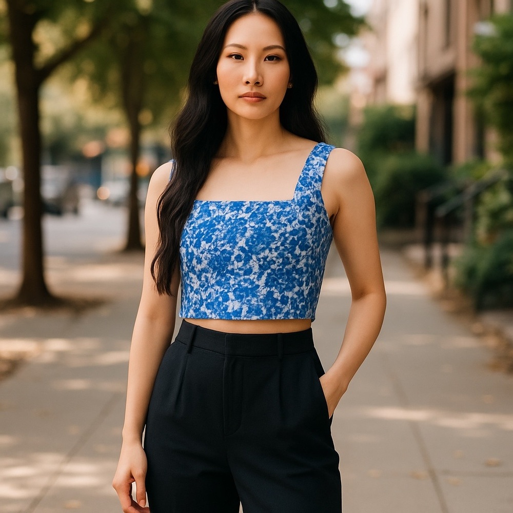 Blue Floral Women's corset